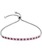 Lab-created Ruby (5/8 Ct. T.w.) & White Sapphire (5/8 Ct. T.w.) Bolo Bracelet In Sterling Silver