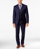 Tallia Men's Slim-fit Blue Glen Plaid Vested Suit