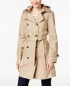 London Fog Hooded Double-breasted Trench Coat
