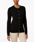 Karen Scott Petite Textured-dot Cardigan, Only At Macy's