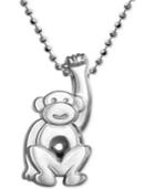 Little Monkey Zodiac Pendant Necklace In Sterling Silver