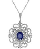 Royale Bleu Effy Sapphire (1-9/10 Ct. T.w.) And Diamond (2/3 Ct. T.w.) Pendant Necklace In 14k White Gold
