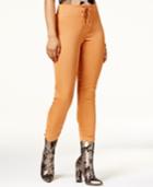Material Girl Juniors' Lace-up Satin Skinny Pants, Created For Macy's