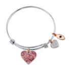 Unwritten Mom You Are Nothing Short Of Amazing Pink Enamel Heart Crystal Bangle Bracelet In Stainless Steel