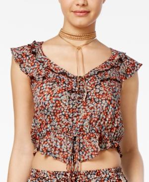 American Rag Juniors' Printed Ruffle Crop Top, Created For Macy's