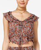 American Rag Juniors' Printed Ruffle Crop Top, Created For Macy's