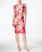 Vince Camuto Elbow-sleeve Floral-print Sheath Dress