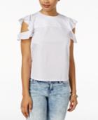 Guess Mina Cotton Ruffled Off-the-shoulder Top