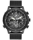 Citizen Men's Eco-drive Navihawk At Gray Ion-plated Stainless Steel Bracelet Watch 48mm Jy8037-50e