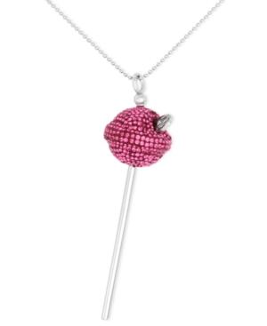 Simone I. Smith Platinum Over Sterling Silver Necklace, Pink Crystal Lollipop Pendant