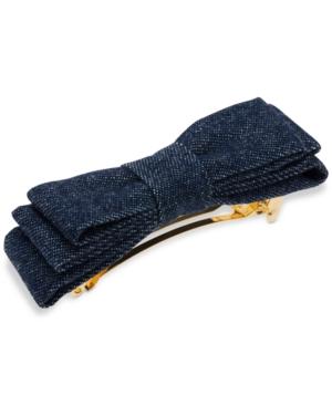 France Luxe Gold-tone Denim Bow Hair Barrette