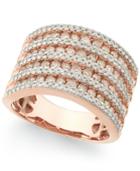 Diamond Multi-row Band Ring (1-1/2 Ct. T.w.) In 14k Rose Gold