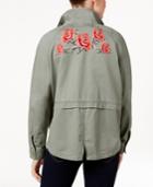 Style & Co Petite Cotton Embroidered-back Utility Jacket, Created For Macy's