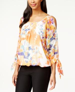 Jpr Cold-shoulder Tie-sleeve Peasant Blouse