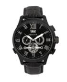 Heritor Automatic Hudson Black Leather Watches 47mm