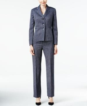 Le Suit Three-button Herringbone Pantsuit