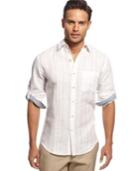 Tasso Elba Island Textured Linen-blend Shirt