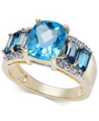 Blue Topaz (5-1/3 Ct. T.w.) & Diamond Accent Ring In 10k Gold