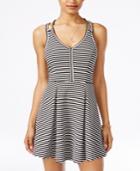 Material Girl Juniors' Striped Crisscross-back Fit & Flare Dress, Only At Macy's