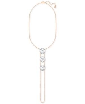Swarovski Rose Gold-tone Globe Crystal Loop Lariat Necklace