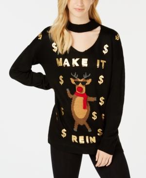 Ultra Flirt By Ikeddi Juniors' Make It Rein Choker-neck Sweater