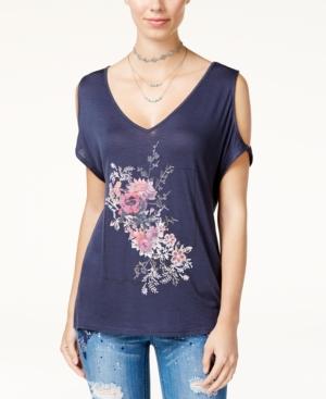 Jessica Simpson Juniors' Cold-shoulder Graphic Top