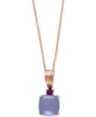 Effy Chalcedony (4 Ct. T.w), Rhodolite Garnet (1/8 Ct. T.w.) And Diamonds (1/6 Ct. T.w.) Pendant Necklace In 14k Rose Gold