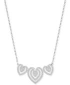 Swarovski Silver-tone Triple Heart Pave Pendant Necklace