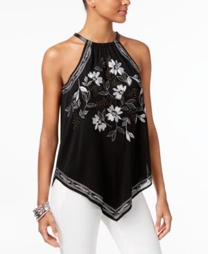 Alfani Petite Embroidered Halter Top, Only At Macy's