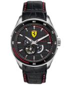 Scuderia Ferrari Watch, Men's Automatic Gran Premio Black Calfskin Leather Strap 45mm 830099