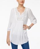 Style & Co Petite Embellished Peasant Tunic, Only At Macy's