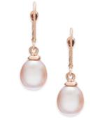 Pink Cultured Freshwater Pearl (8-1/2mm) Drop Earrings In 14k Rose Gold