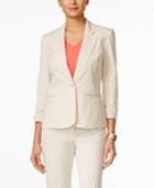 Nine West One-button Seersucker Ruched-sleeve Jacket