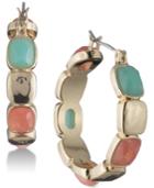 Nine West Gold-tone Multi-stone Hoop Earrings