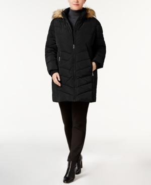 Tommy Hilfiger Plus Size Faux-fur-trim Chevron-quilted Puffer Coat