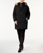 Tommy Hilfiger Plus Size Faux-fur-trim Chevron-quilted Puffer Coat