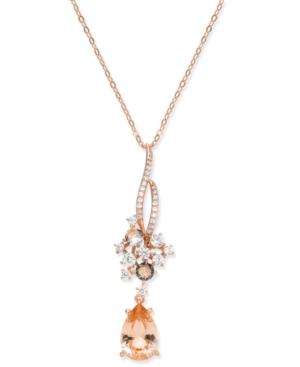 Danori Rose Gold-tone Teardrop Stone & Cluster Pendant Necklace, Created For Macy's
