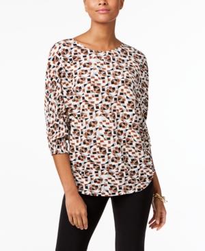 Alfani Printed Pleated Dolman-sleeve Top, Only At Macy's
