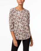 Alfani Printed Pleated Dolman-sleeve Top, Only At Macy's