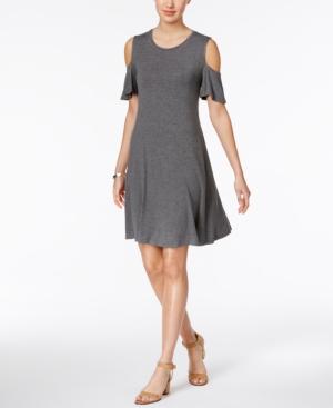 Style & Co Petite Cold-shoulder Flutter-sleeve Dress