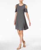 Style & Co Petite Cold-shoulder Flutter-sleeve Dress