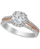 Diamond Halo Engagement Ring (1-1/6 Ct. T.w.) In 14k White And Rose Gold
