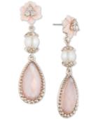 Marchesa Gold-tone Stone, Imitation Pearl And Pave Drop Earrings