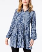 Style & Co Printed Bubble-sleeve Tunic, Created For Macy's