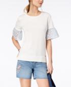 Tommy Hilfiger Cotton Eyelet-sleeve Top