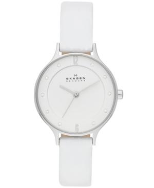 Skagen Women's Anita White Leather Strap Watch 30mm Skw2145