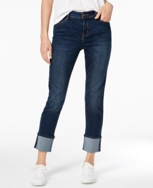 Black Daisy Juniors' Kate Cuffed Straight-leg Jeans