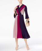 Eci Colorblocked Faux-wrap Midi Dress