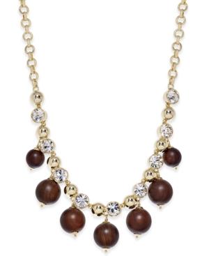Kate Spade New York Gold-tone Wood Bead And Crystal Statement Necklace