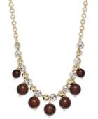 Kate Spade New York Gold-tone Wood Bead And Crystal Statement Necklace